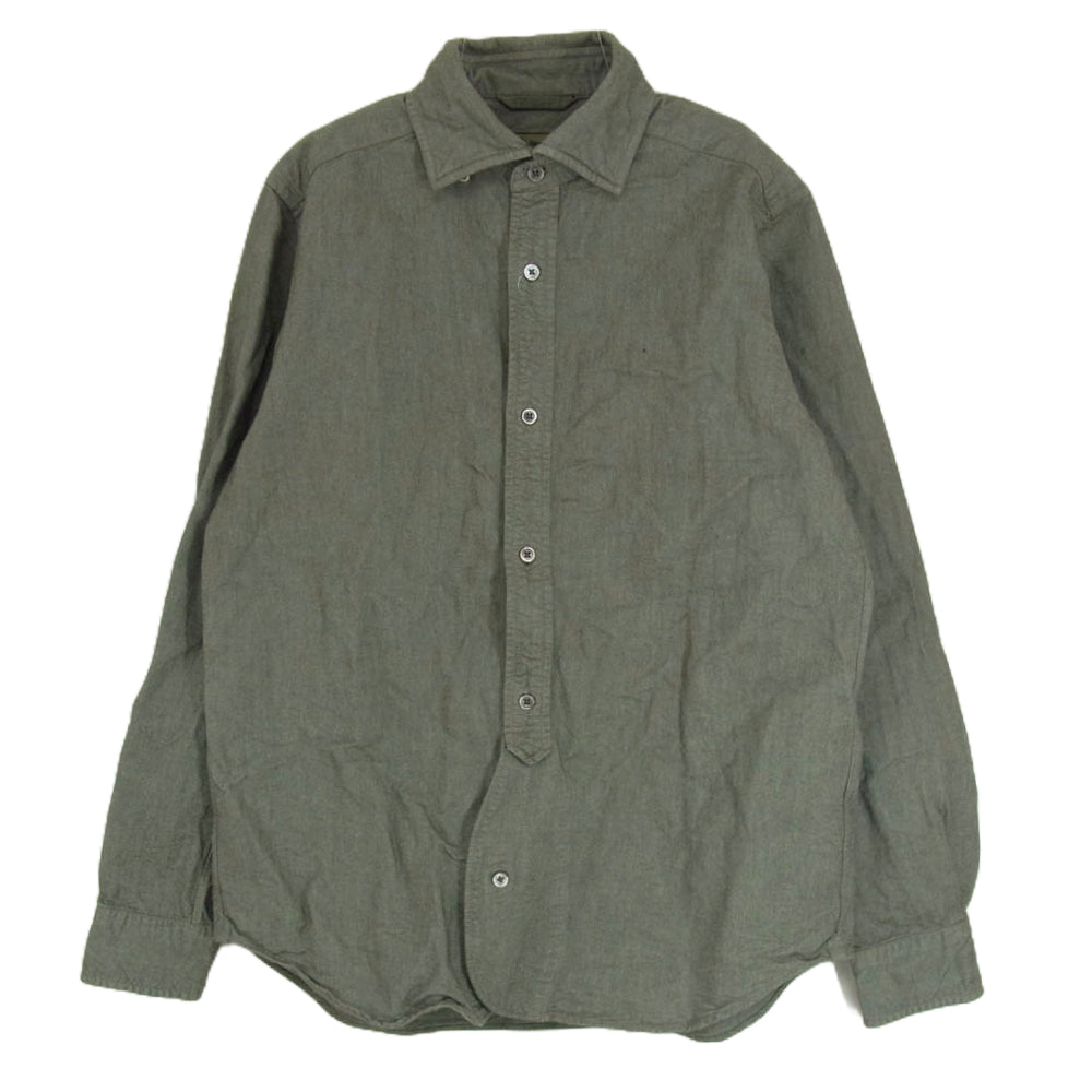 Nigel Cabourn ナイジェルケーボン 8020010500 BRITISH OFFICERS SHIRT ブリティッシュ オフィサー 長袖 シャツ グリーン系 48【中古】