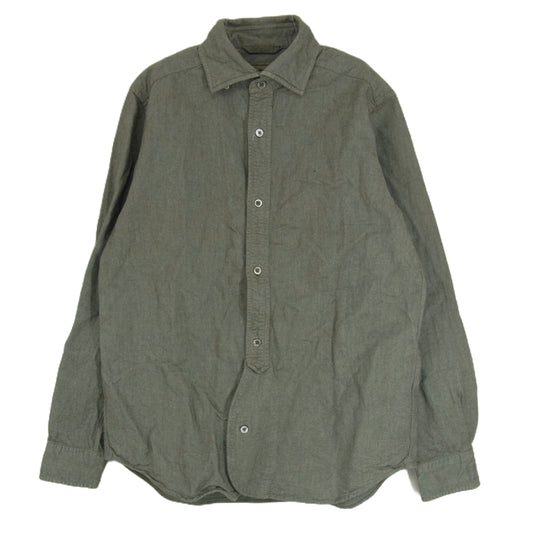 Nigel Cabourn ナイジェルケーボン 8020010500 BRITISH OFFICERS SHIRT ブリティッシュ オフィサー 長袖 シャツ グリーン系 48【中古】