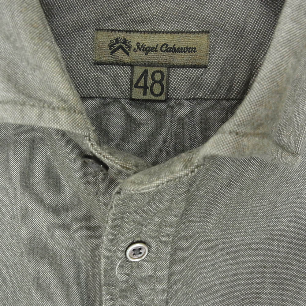 Nigel Cabourn ナイジェルケーボン 8020010500 BRITISH OFFICERS SHIRT ブリティッシュ オフィサー 長袖 シャツ グリーン系 48【中古】