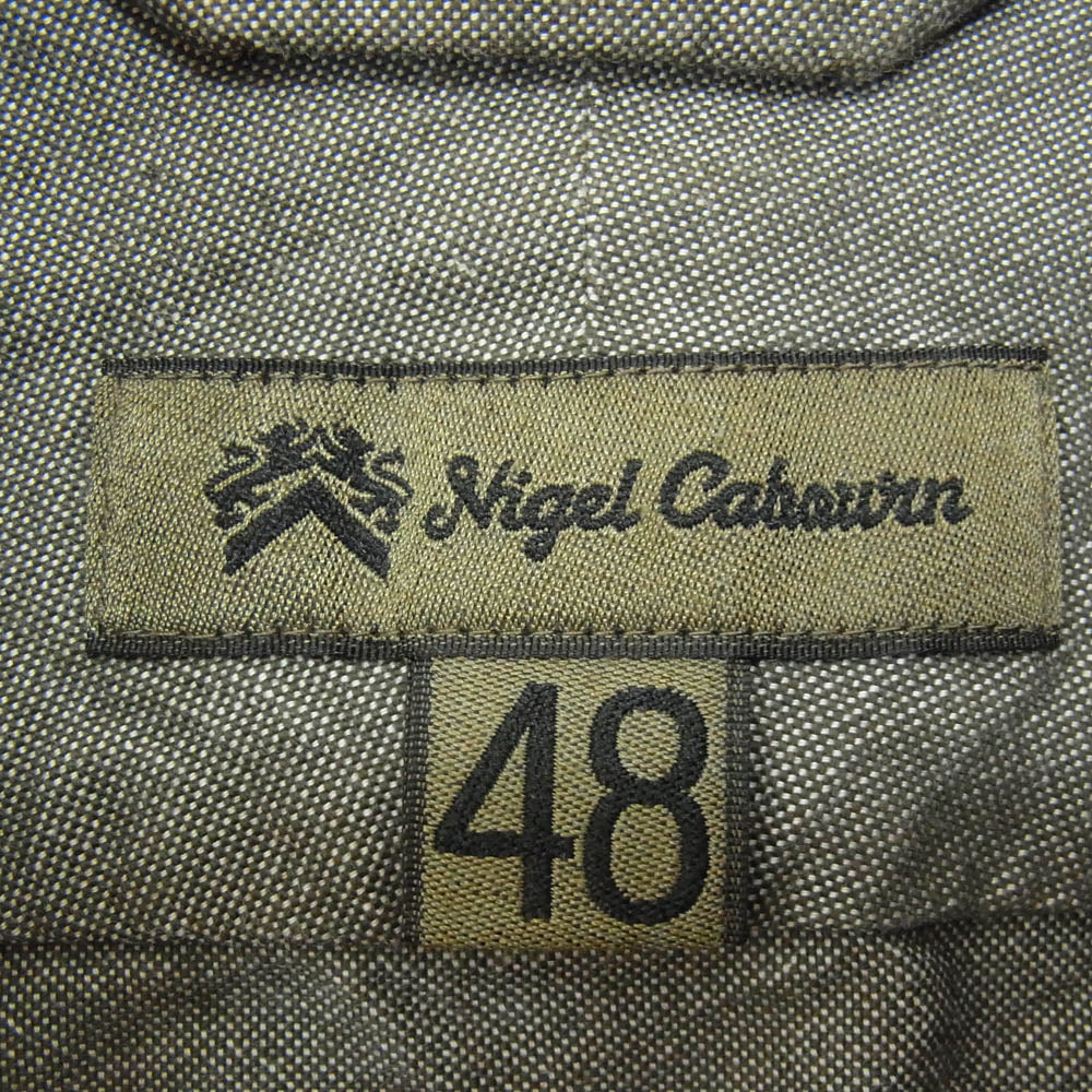 Nigel Cabourn ナイジェルケーボン 8020010500 BRITISH OFFICERS SHIRT ブリティッシュ オフィサー 長袖 シャツ グリーン系 48【中古】