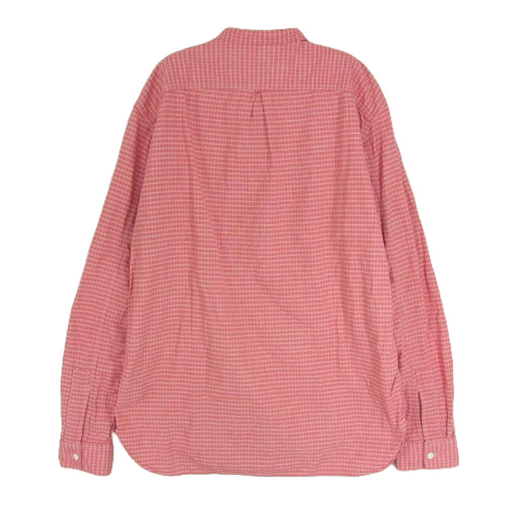 RRL ダブルアールエル RalphLauren ラルフローレン バンドカラー チェック プルオーバー 長袖 シャツ レッド系 M【中古】