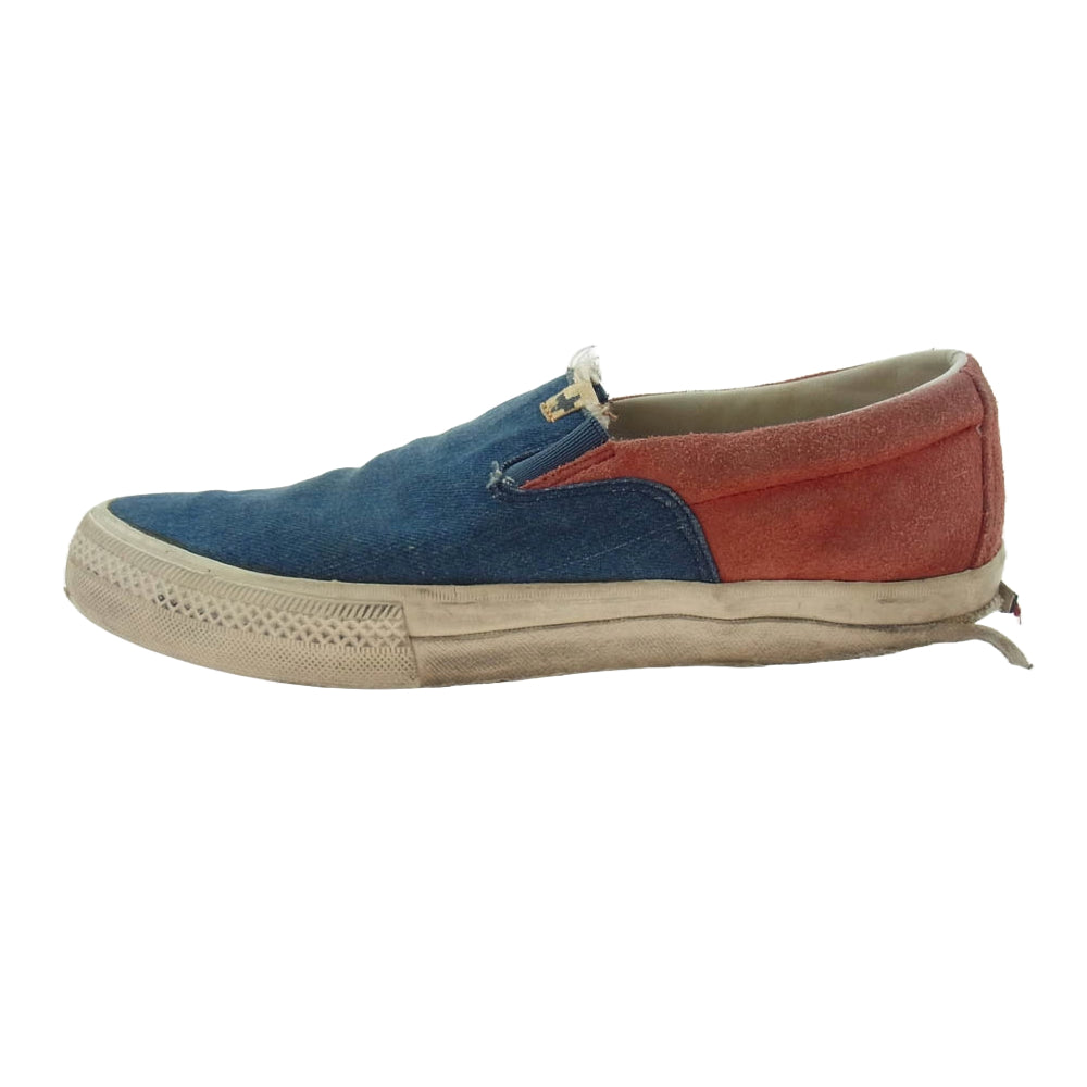 VISVIM ビズビム 0114301001001 SKAGWAY SLIP-ON スカグウェイ デニム スリッポン スニーカー レッド系 インディゴブルー系 US9【中古】