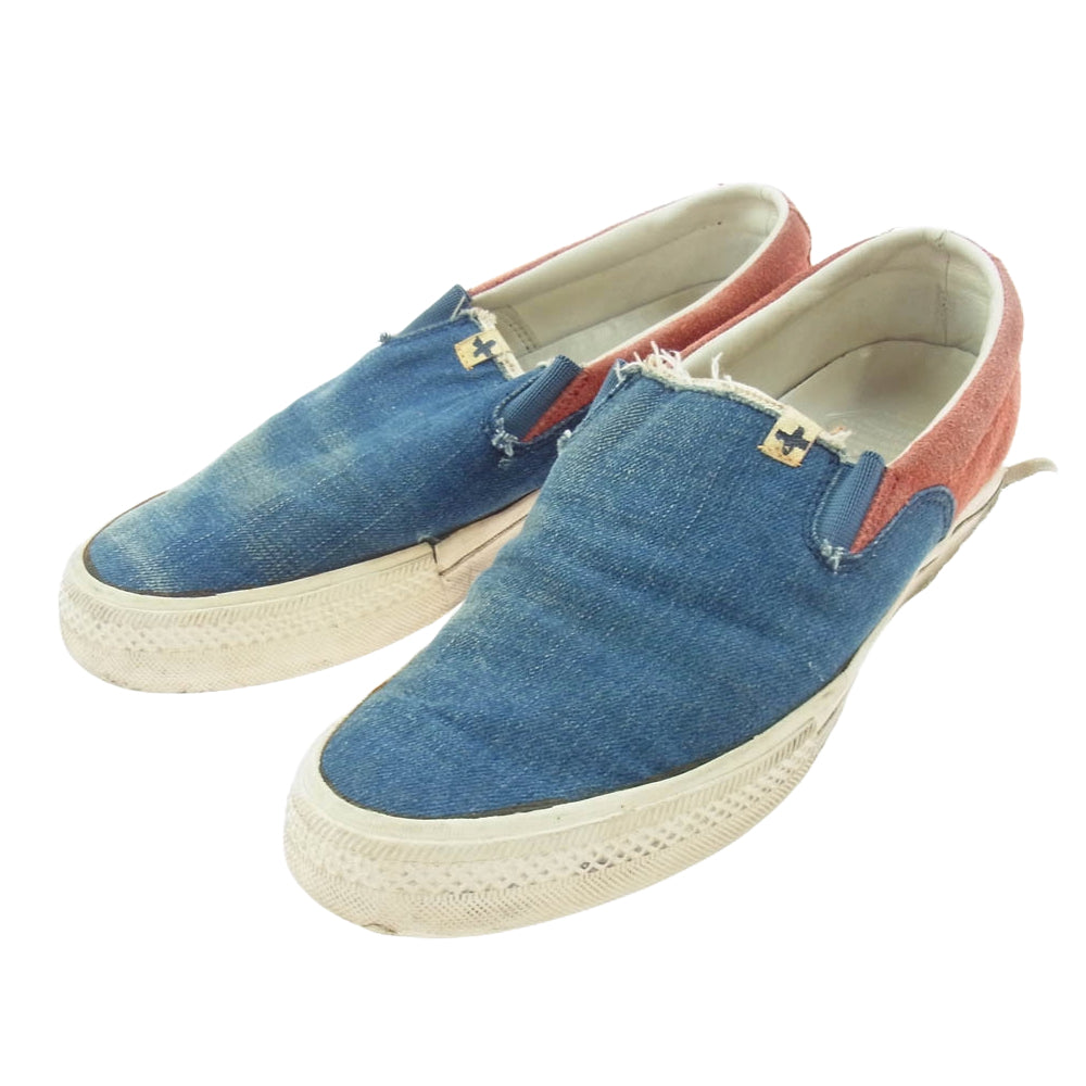 VISVIM ビズビム 0114301001001 SKAGWAY SLIP-ON スカグウェイ デニム スリッポン スニーカー レッド系 インディゴブルー系 US9【中古】