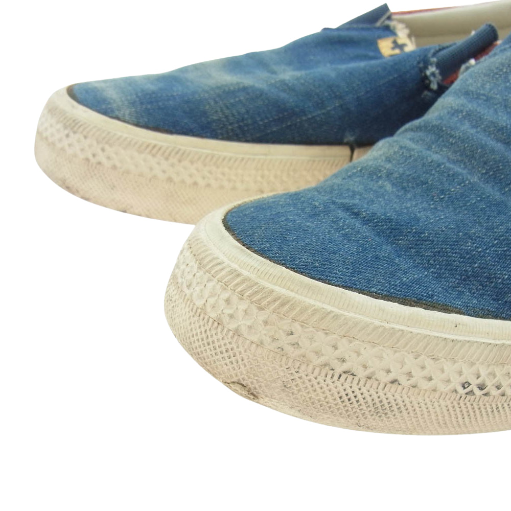 VISVIM ビズビム 0114301001001 SKAGWAY SLIP-ON スカグウェイ デニム スリッポン スニーカー レッド系 インディゴブルー系 US9【中古】