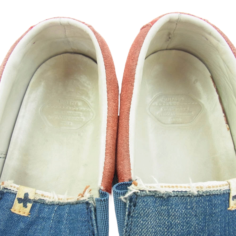 VISVIM ビズビム 0114301001001 SKAGWAY SLIP-ON スカグウェイ デニム スリッポン スニーカー レッド系 インディゴブルー系 US9【中古】