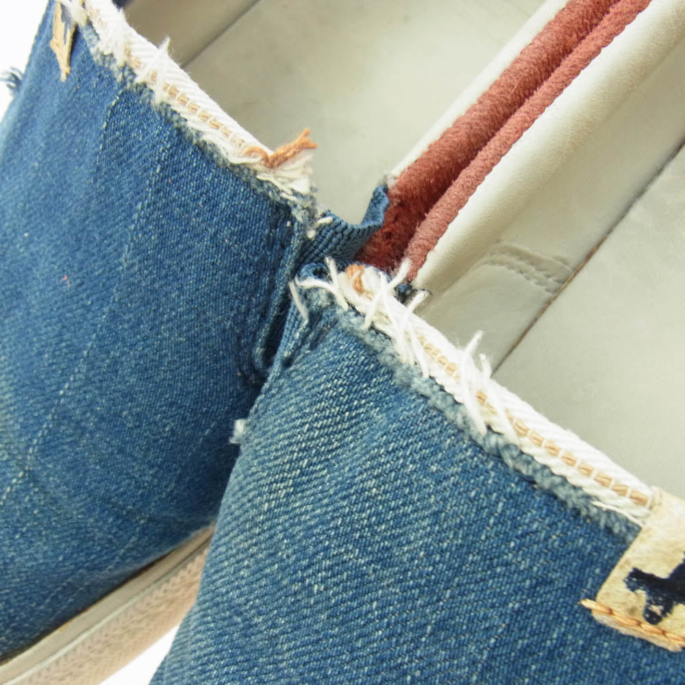 VISVIM ビズビム 0114301001001 SKAGWAY SLIP-ON スカグウェイ デニム スリッポン スニーカー レッド系 インディゴブルー系 US9【中古】