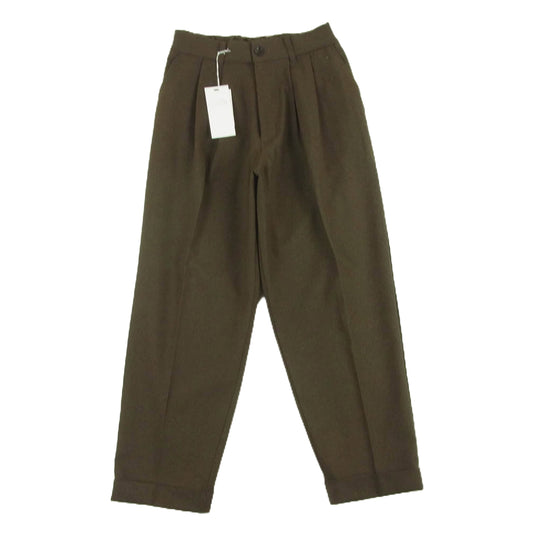 リュー a2204 サージ ツータック スラックス パンツ ポリエステル 日本製 ブラウン系 4【中古】