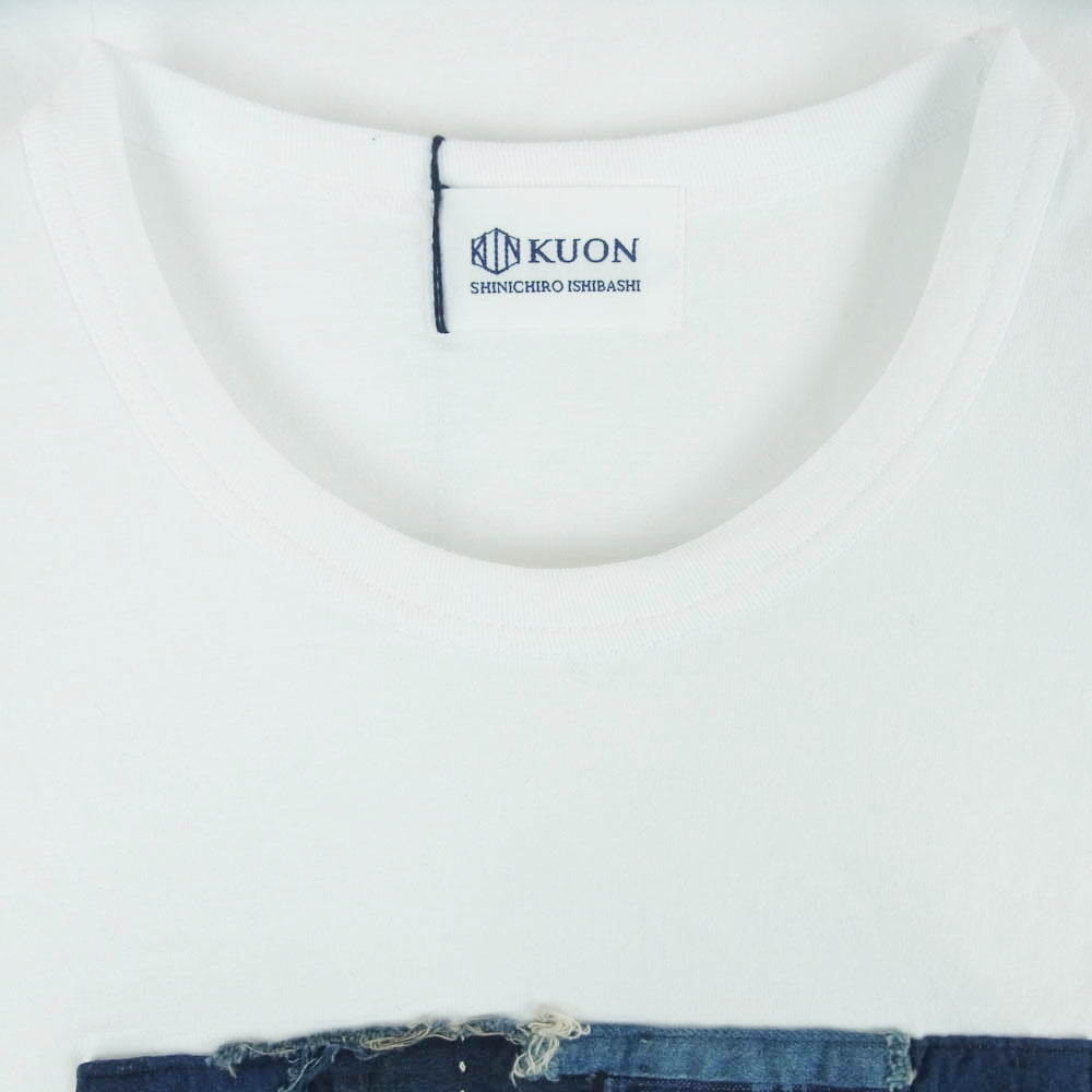 KUON クオン 190CS0120H1 Boro Patched Tee ボロ デニム パッチワーク 半袖 Tシャツ ホワイト系 XXL【極上美品】【中古】