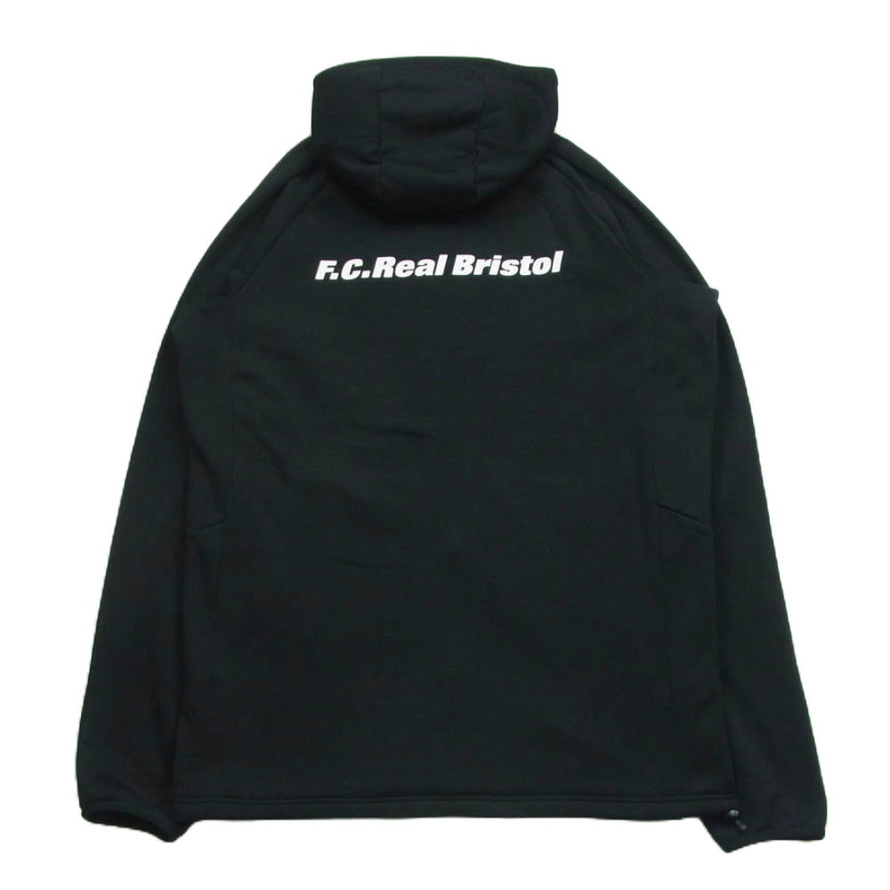 F.C.R.B. エフシーアールビー 22AW FCRB-222052 POLARTEC FLEECE POWER STRETCH ZIP UP GAITER HOODIE バックロゴ プリント ジップアップ フーディー パーカー ネックゲイター付 ブラック系 XL【中古】