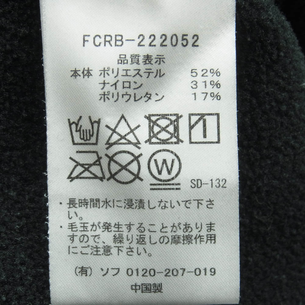F.C.R.B. エフシーアールビー 22AW FCRB-222052 POLARTEC FLEECE POWER STRETCH ZIP UP GAITER HOODIE バックロゴ プリント ジップアップ フーディー パーカー ネックゲイター付 ブラック系 XL【中古】