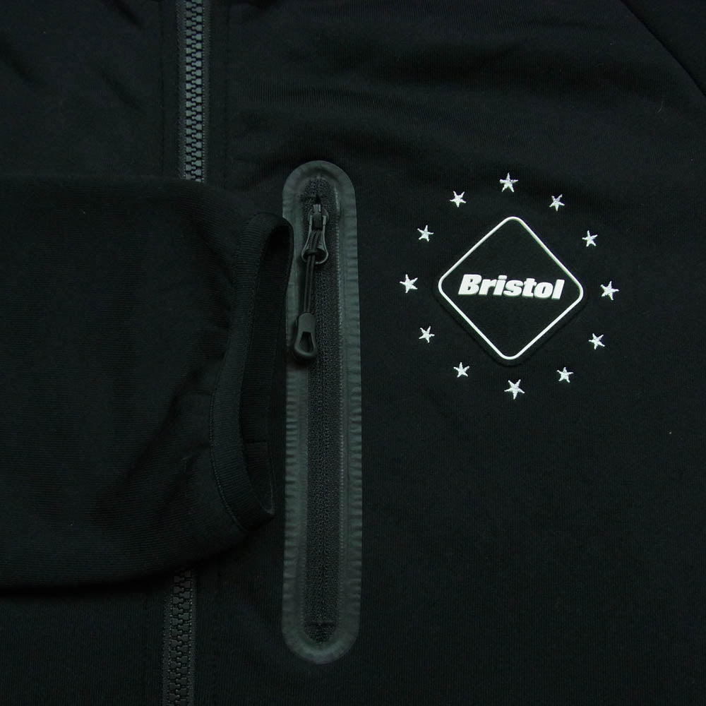 F.C.R.B. エフシーアールビー 22AW FCRB-222052 POLARTEC FLEECE POWER STRETCH ZIP UP GAITER HOODIE バックロゴ プリント ジップアップ フーディー パーカー ネックゲイター付 ブラック系 XL【中古】