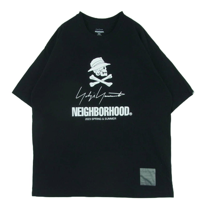 Yohji Yamamoto ヨウジヤマモト 23SS HZ-T62-287 NEIGHBORHOOD ネイバーフッド スカルロゴプリント Ｔシャツ 半袖 カットソー ブラック系 XXL【中古】