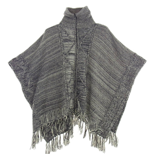 NO ID. ノーアイディ 24AW 455010-866K 4WAYハイネックニット ジップ ポンチョ ブラック系 ONE【中古】