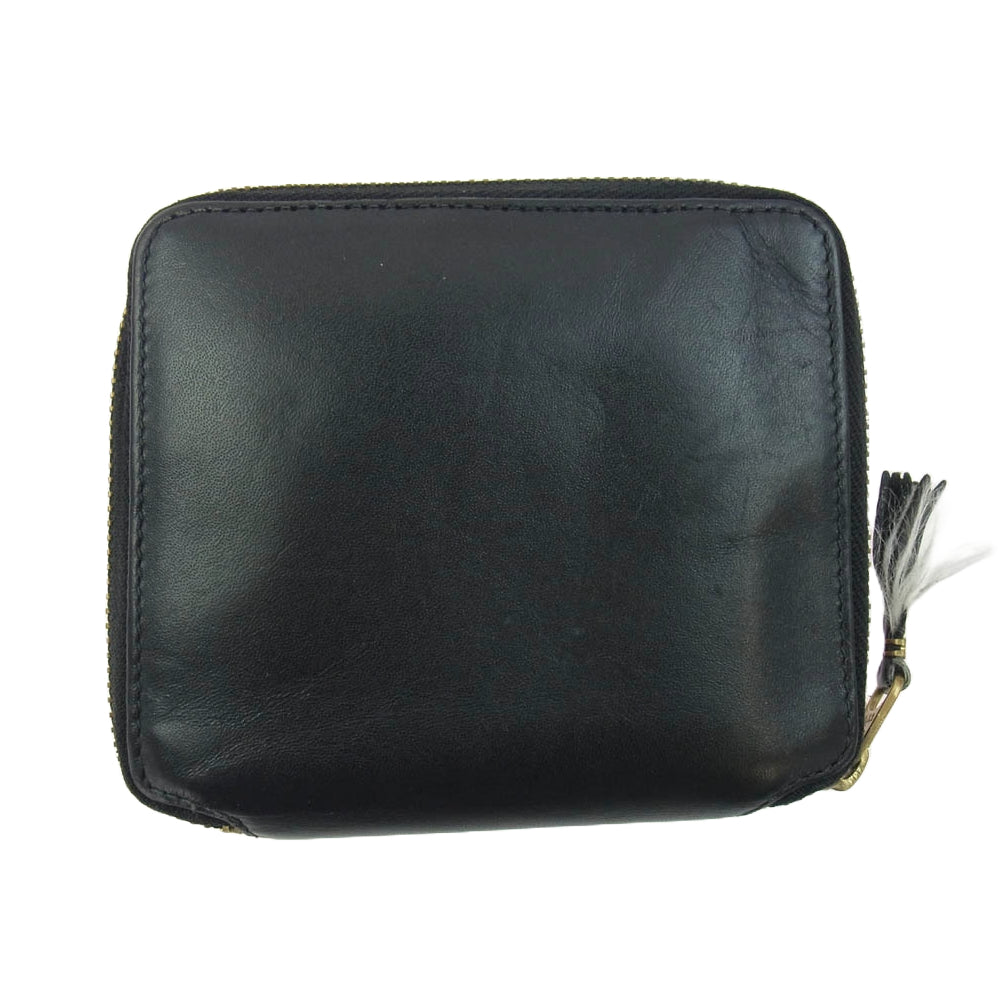 COMME des GARCONS コムデギャルソン SA2100 ARECALF レザー ラウンドファスナー 二つ折り財布 ブラック系【中古】