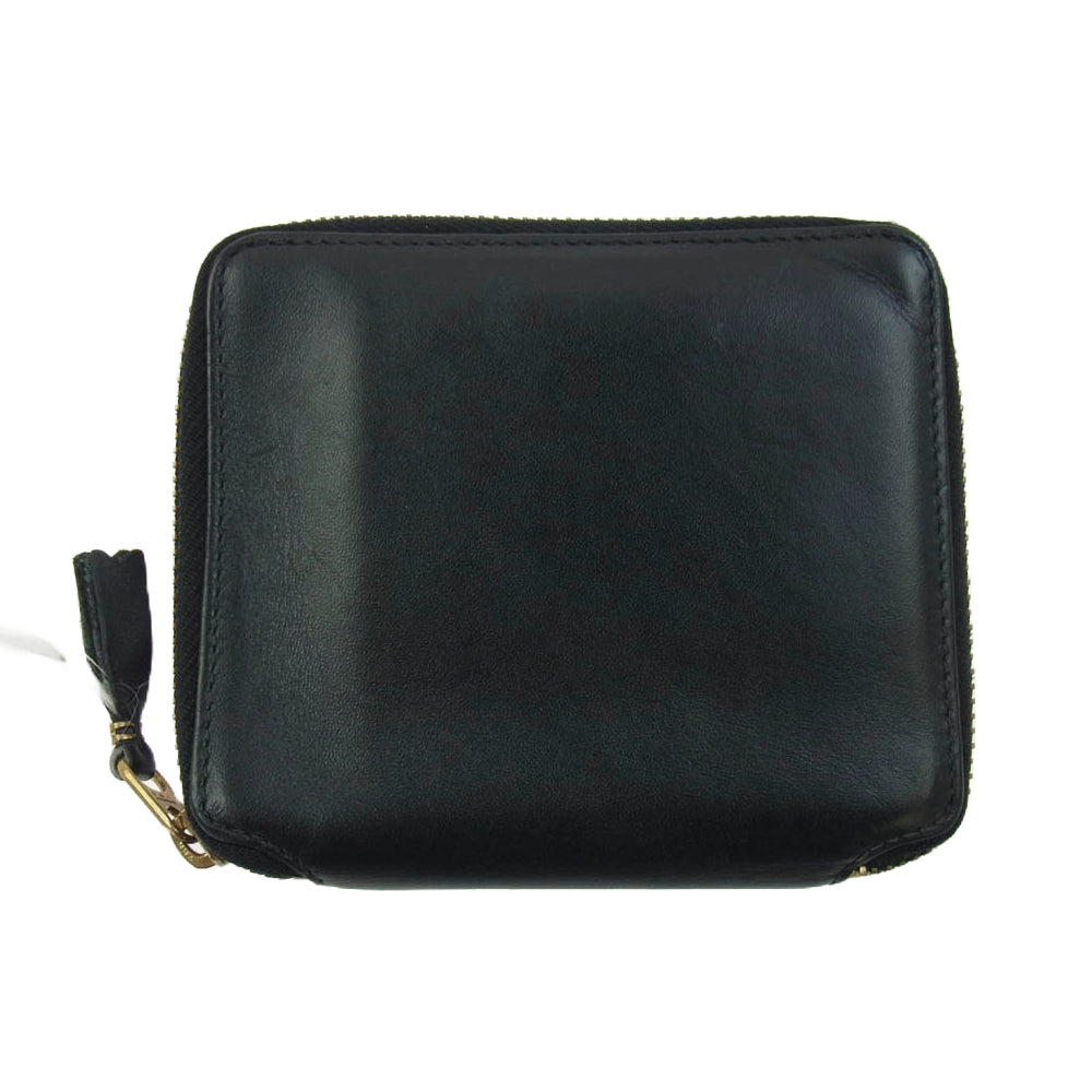 COMME des GARCONS コムデギャルソン SA2100 ARECALF レザー ラウンドファスナー 二つ折り財布 ブラック系【中古】