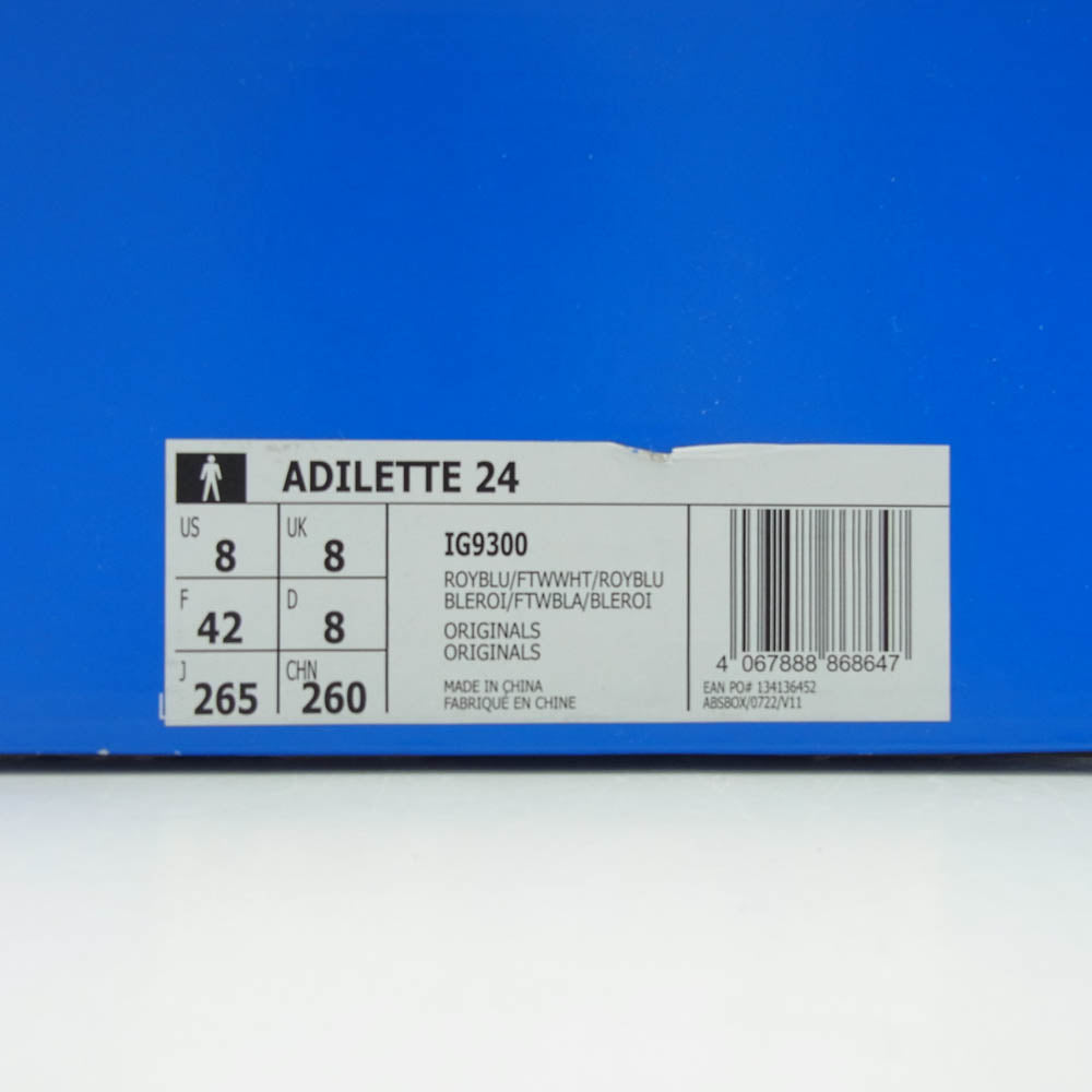 adidas アディダス IG9300 Originals Adilette 24 Team Royal Blue Footwear White オリジナルス アディレッタ24 チームロイヤルブルー フットウェアホワイト サンダル ブルー系 26.5cm【極上美品】【中古】