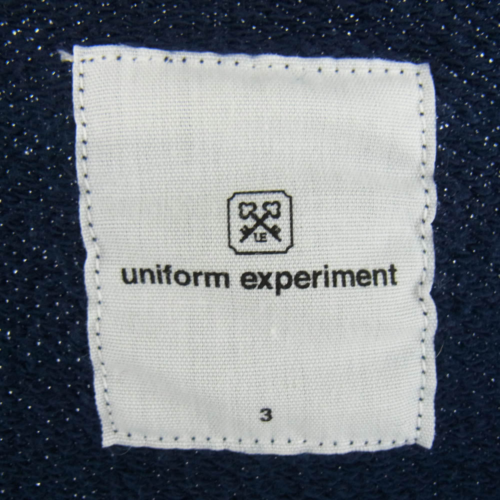 uniform experiment ユニフォームエクスペリメント UE-222030 SLEEVE PANELED SWEAT CARDIGAN スリーブ パネル スウェット カーディガン ネイビー系 3【中古】