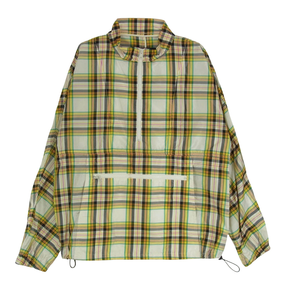 ビアンカシャンドン Scuba Neck Packable Anorak シルク100％ チェック スキューバネック パッカブル アノラック ジャケット イエロー系 L【中古】