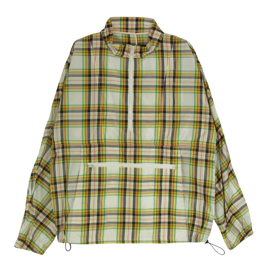 ビアンカシャンドン Scuba Neck Packable Anorak シルク100％ チェック スキューバネック パッカブル アノラック ジャケット イエロー系 L【中古】