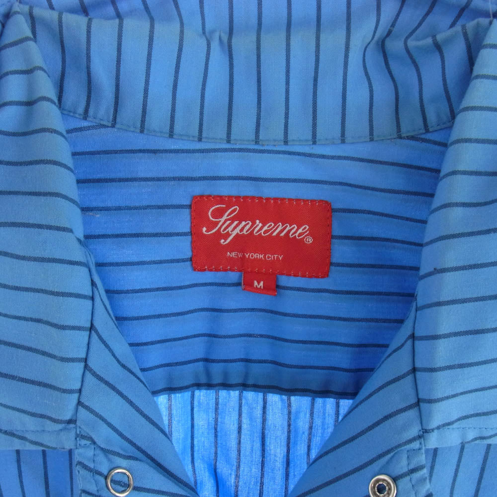 Supreme シュプリーム 14SS Striped Work Shirt ストライプ ワーク シャツ ブルー系 M【中古】