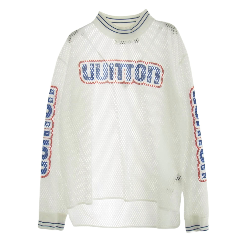 LOUIS VUITTON ルイ・ヴィトン RM222 P46 HNY67W メッシュ ロゴプリント 長袖 カットソー ホワイト系 L【中古】