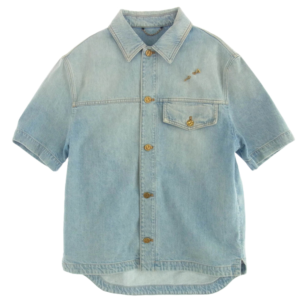 LOUIS VUITTON ルイ・ヴィトン 21SS RM212Q EU6 HLS50W DNA DENIM SS SHIRT デニム ショート スリーブシャツ 半袖 デニムシャツ ジャケット インディゴブルー系 S【中古】