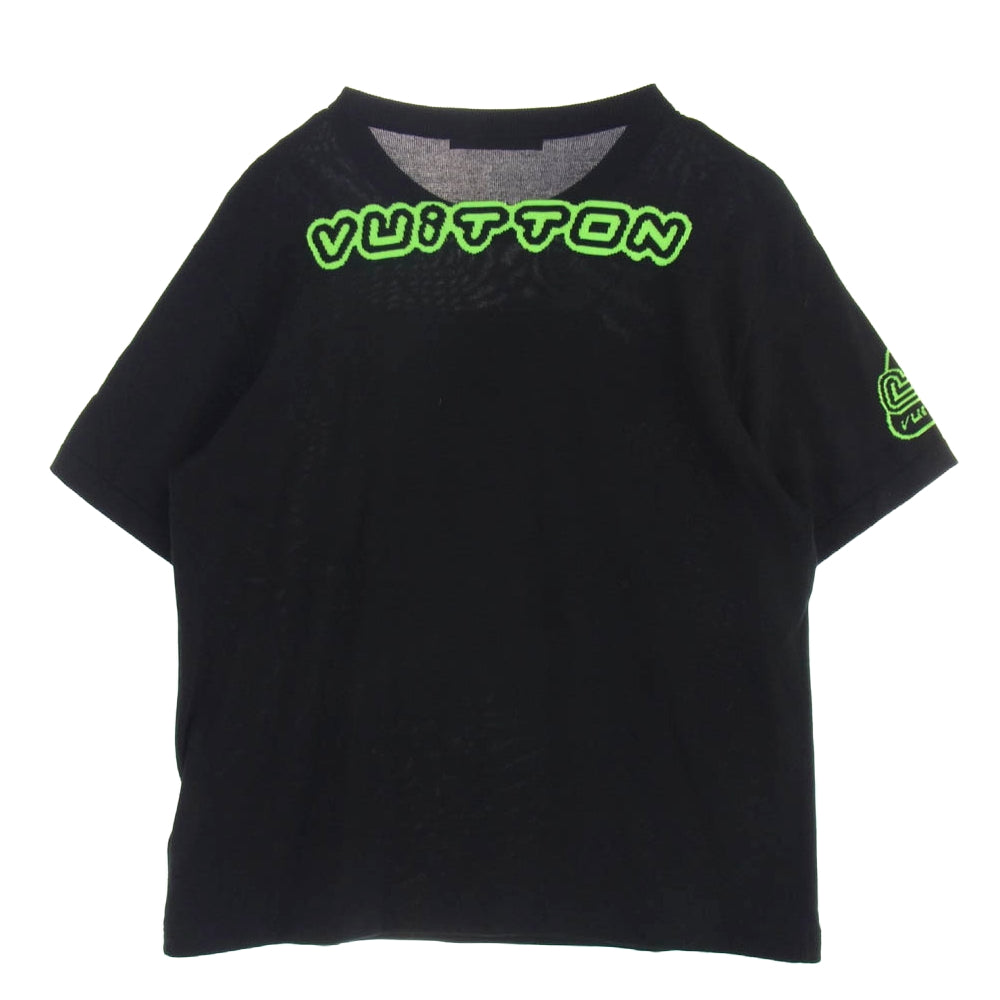 LOUIS VUITTON ルイ・ヴィトン 22AW RM222 ZTD HNN78W グラフィック ニット Tシャツ 半袖 ブラック系 ライトグリーン系 L【中古】