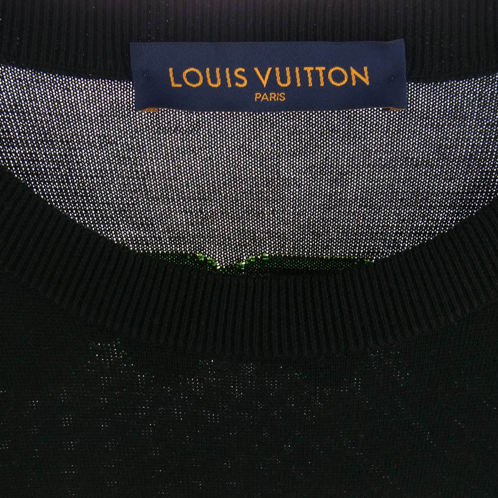 LOUIS VUITTON ルイ・ヴィトン 22AW RM222 ZTD HNN78W グラフィック ニット Tシャツ 半袖 ブラック系 ライトグリーン系 L【中古】