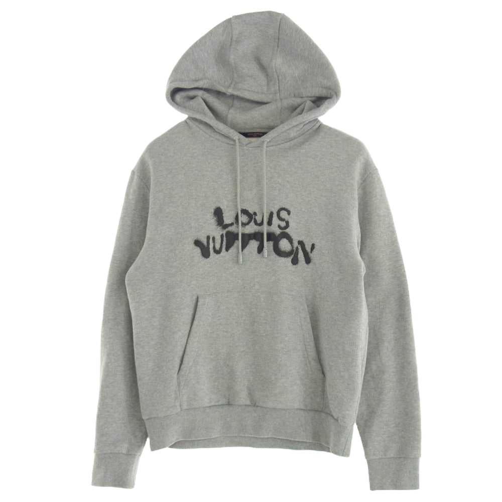 LOUIS VUITTON ルイ・ヴィトン 21AW RM212 UYR HLY68W ロゴプリント ネオンワーキングマン フーディ パーカー グレー系 M【中古】