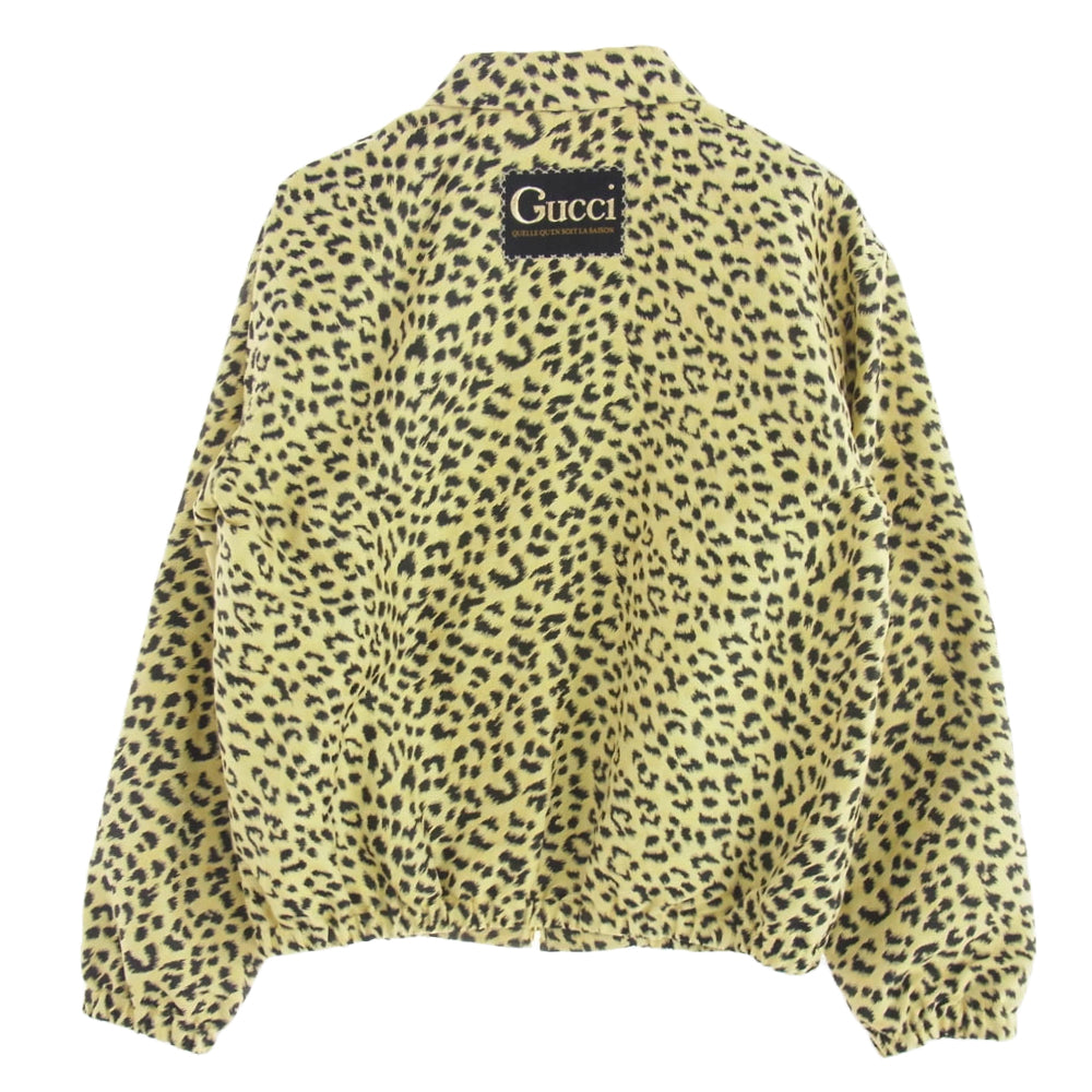 GUCCI グッチ 21AW 630483 JACQUARD WITH GUCCI LABEL レオパード ジャガード グッチ ラベル ジップアップ ジャケット イエロー系 ブラック系 46【中古】