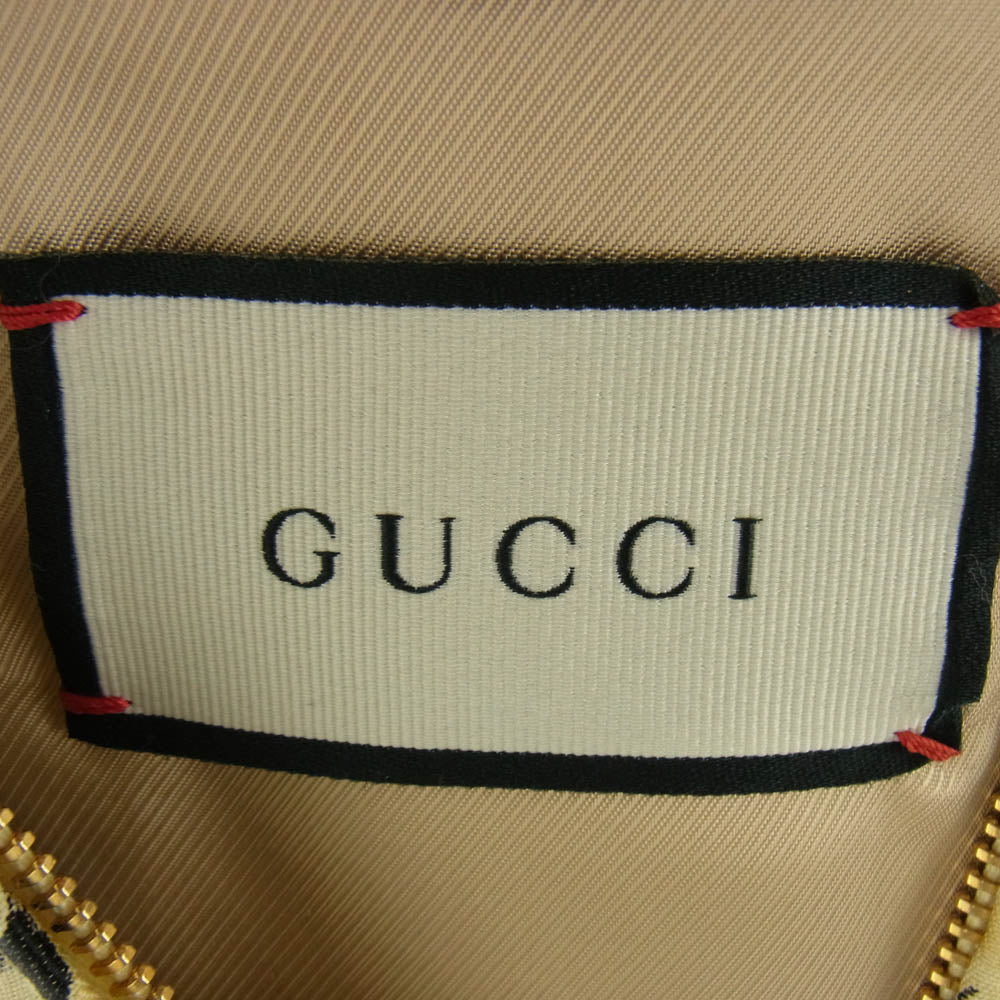 GUCCI グッチ 21AW 630483 JACQUARD WITH GUCCI LABEL レオパード ジャガード グッチ ラベル ジップアップ ジャケット イエロー系 ブラック系 46【中古】