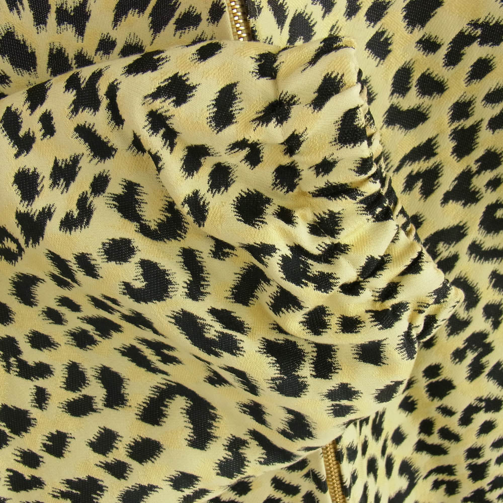 GUCCI グッチ 21AW 630483 JACQUARD WITH GUCCI LABEL レオパード ジャガード グッチ ラベル ジップアップ ジャケット イエロー系 ブラック系 46【中古】