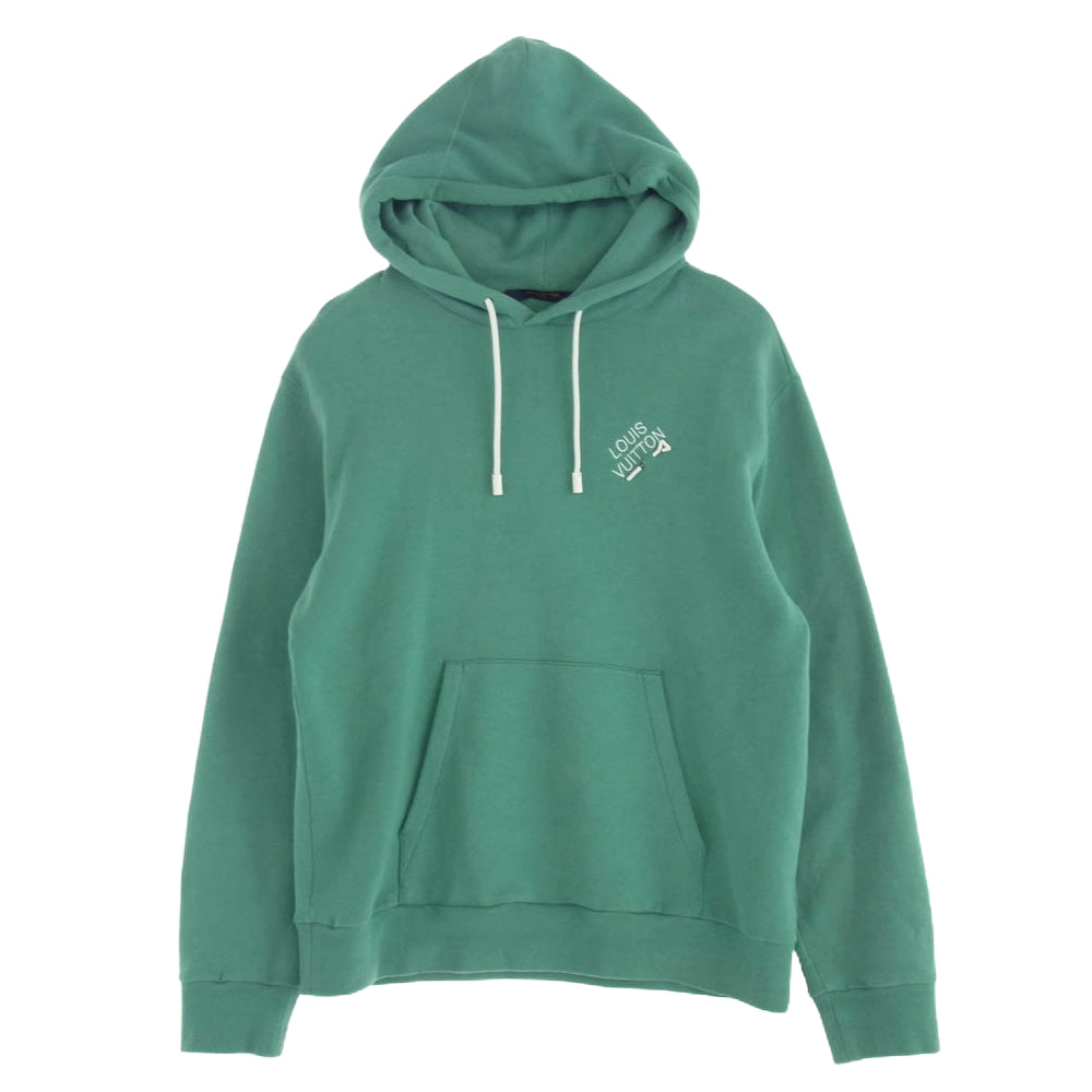 LOUIS VUITTON ルイ・ヴィトン 21AW RM2129 IHN HLY33W シグネチャーロゴ プルオーバー パーカー フーディー ライトグリーン系 M【中古】