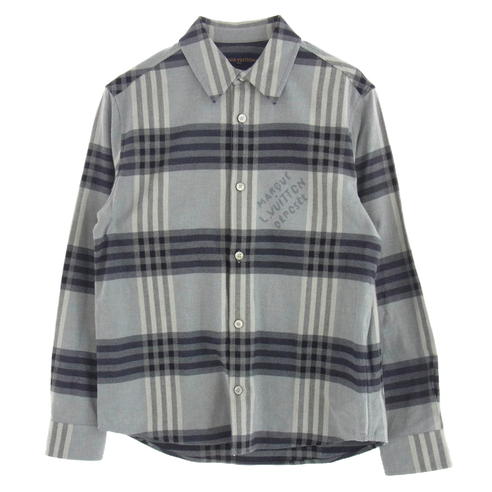 LOUIS VUITTON ルイ・ヴィトン 24AW RM242M MJV HRS63W ロゴプリント ロングスリーブ フランネル 長袖 シャツ グレー系 S【中古】
