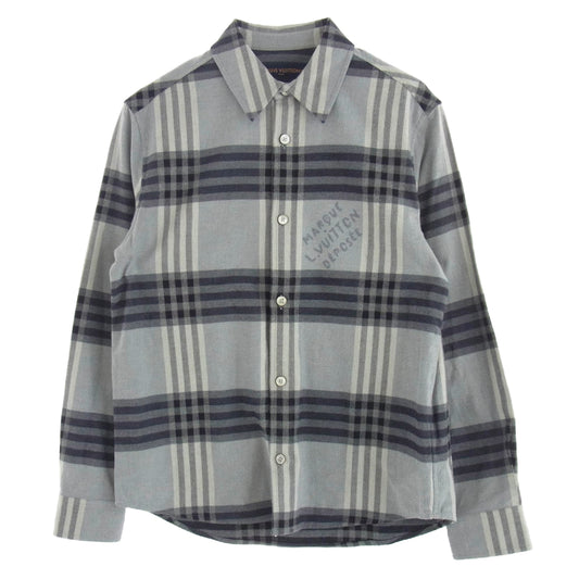 LOUIS VUITTON ルイ・ヴィトン 24AW RM242M MJV HRS63W ロゴプリント ロングスリーブ フランネル 長袖 シャツ グレー系 S【中古】