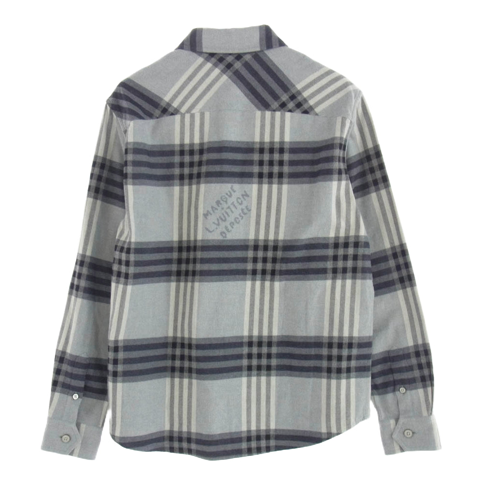 LOUIS VUITTON ルイ・ヴィトン 24AW RM242M MJV HRS63W ロゴプリント ロングスリーブ フランネル 長袖 シャツ グレー系 S【中古】