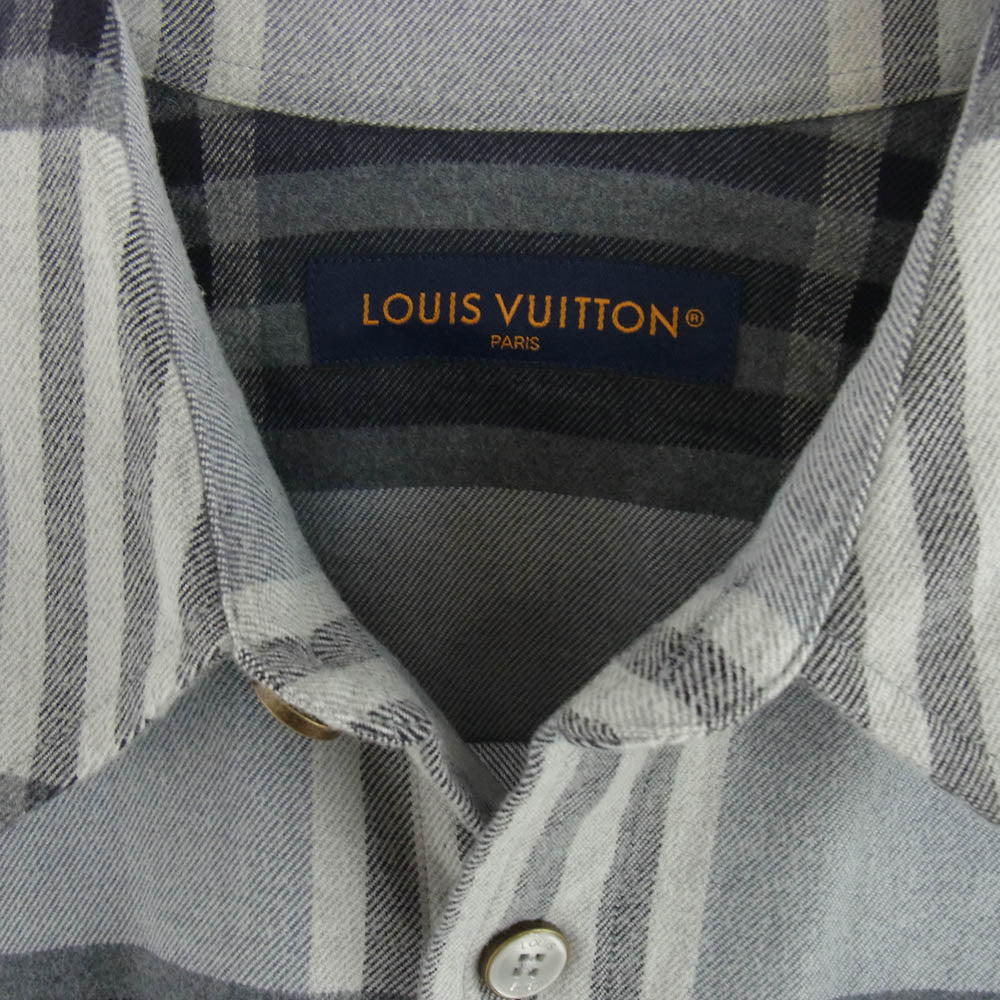 LOUIS VUITTON ルイ・ヴィトン 24AW RM242M MJV HRS63W ロゴプリント ロングスリーブ フランネル 長袖 シャツ グレー系 S【中古】