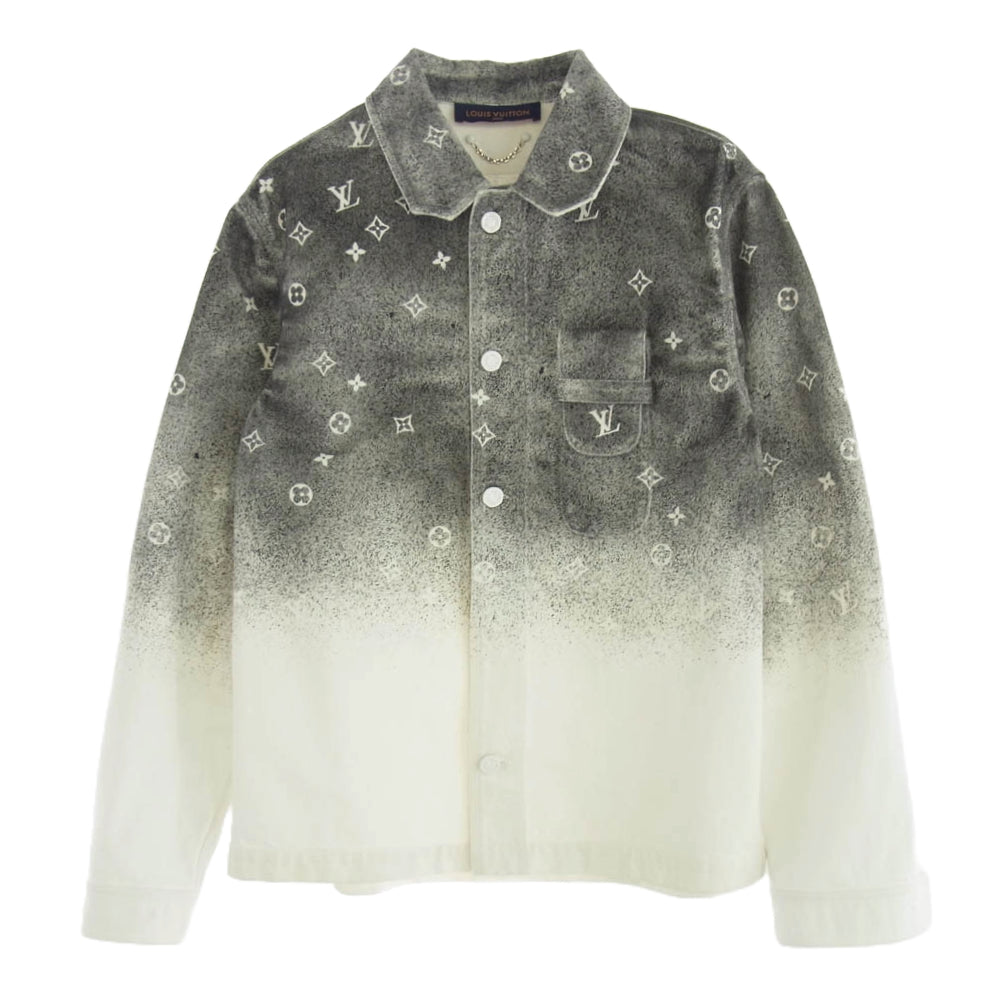 LOUIS VUITTON ルイ・ヴィトン 21AW RM212Q QYZ HLS09W モノグラム グラデーション ワーク デニムジャケット グレー系 ホワイト系 M【中古】