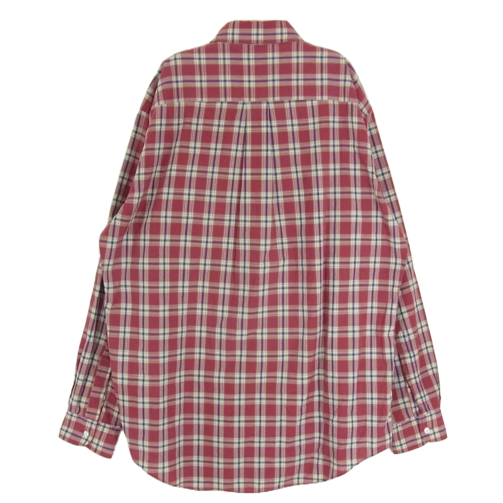 L.L.Bean エルエルビーン 90s 香港製 ボタンダウン 長袖 チェック シャツ レッド系 L【中古】
