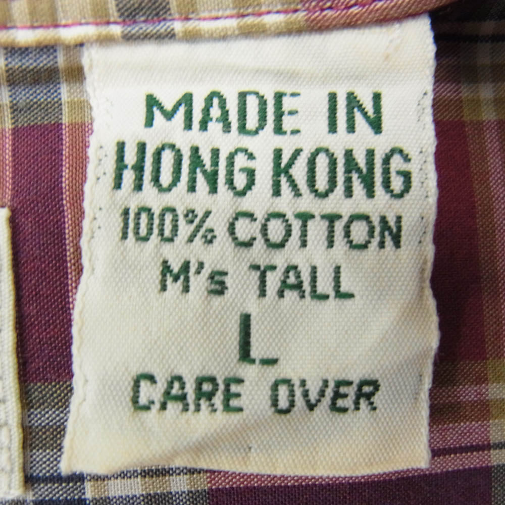 L.L.Bean エルエルビーン 90s 香港製 ボタンダウン 長袖 チェック シャツ レッド系 L【中古】