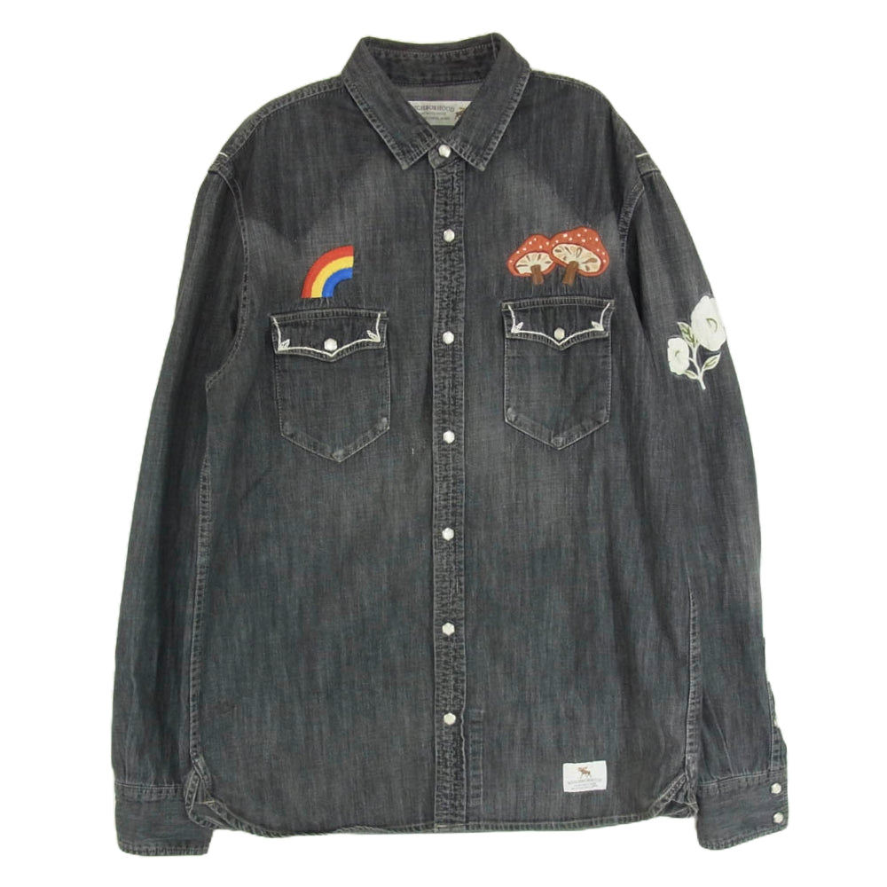 NEIGHBORHOOD ネイバーフッド 15SS 151AQNH-SHM03 刺繍 ウエスタン デニム シャツ ブラック系 L【中古】