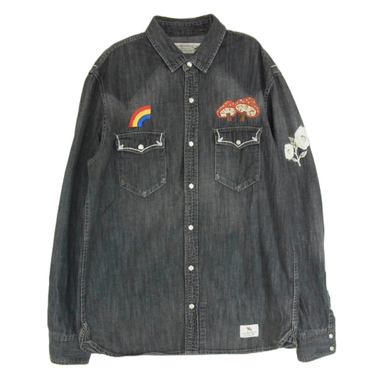 NEIGHBORHOOD ネイバーフッド 15SS 151AQNH-SHM03 刺繍 ウエスタン デニム シャツ ブラック系 L【中古】