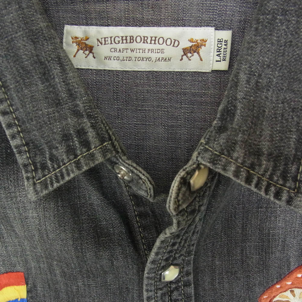 NEIGHBORHOOD ネイバーフッド 15SS 151AQNH-SHM03 刺繍 ウエスタン デニム シャツ ブラック系 L【中古】