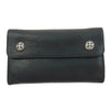CHROME HEARTS クロムハーツ（原本無） WAVE WALLET ウェーブウォレット クロスボールボタン レザー 長財布 ブラック系【中古】