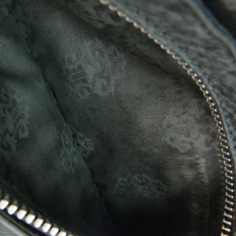 CHROME HEARTS クロムハーツ（原本無） WAVE WALLET ウェーブウォレット クロスボールボタン レザー 長財布 ブラック系【中古】