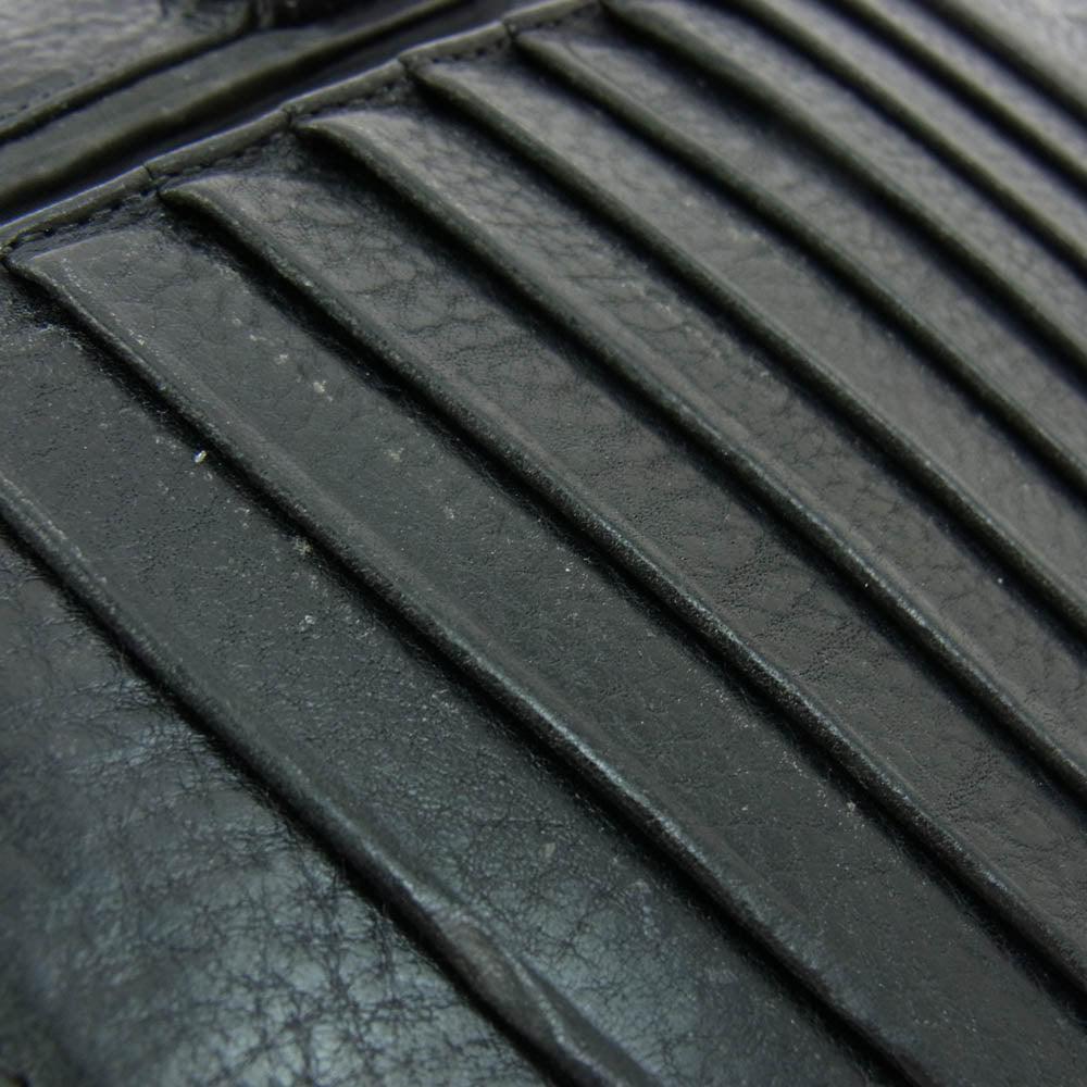 CHROME HEARTS クロムハーツ（原本無） WAVE WALLET ウェーブウォレット クロスボールボタン レザー 長財布 ブラック系【中古】