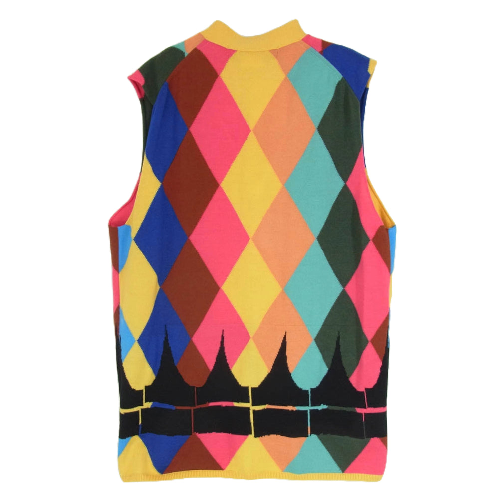 COMME des GARCONS HOMME PLUS コムデギャルソンオムプリュス 23SS PK-N004 アーガイル柄 ニット ベスト イエロー系 M【中古】