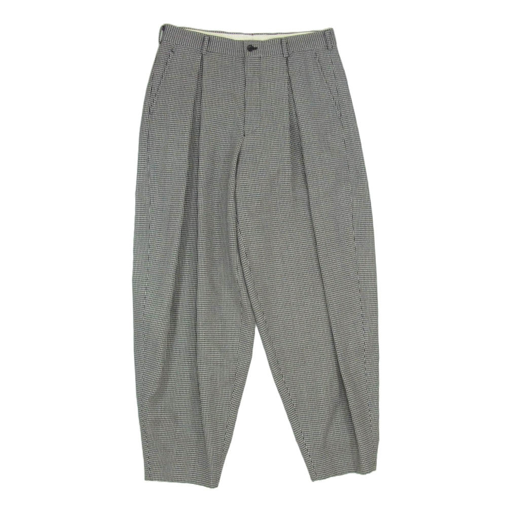 COMME des GARCONS HOMME PLUS コムデギャルソンオムプリュス 21AW PH-P032 千鳥柄 タック ワイド テーパード スラックス パンツ ブラック系 M【中古】