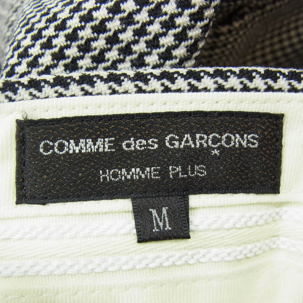 COMME des GARCONS HOMME PLUS コムデギャルソンオムプリュス 21AW PH-P032 千鳥柄 タック ワイド テーパード スラックス パンツ ブラック系 M【中古】