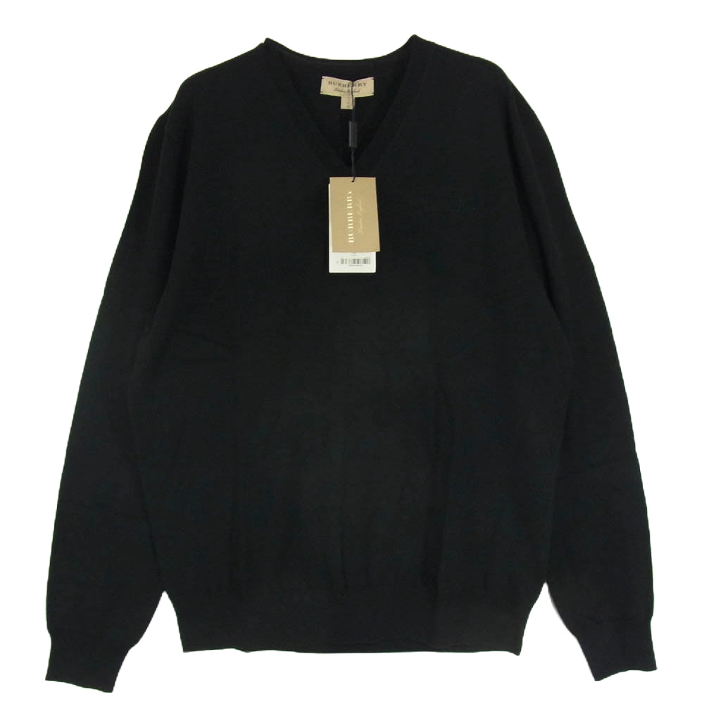 BURBERRY バーバリー 4023178 001 V NECK KNIT エクストラファインメリノウール Ｖネック ニット セーター ブラック系 L【極上美品】【中古】